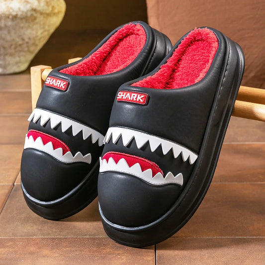 Men's Shark Platform Slippers – Warm Memory Foam House Shoes