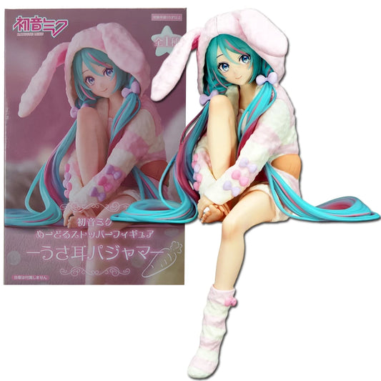 Hatsune Miku Noodle Stopper Figure – Rabbit Ear Pajamas 15cm Anime Doll
