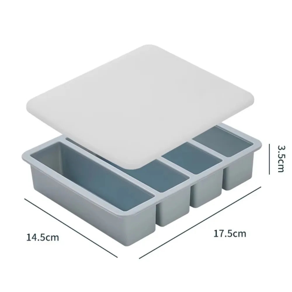 Silicone Freezer Tray 4-Grid Extra Large Sauce & Food Storage Mold