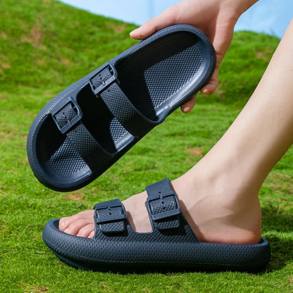 Men's Thick Sole Double Strap Sandals – Non-Slip Outdoor & Shower