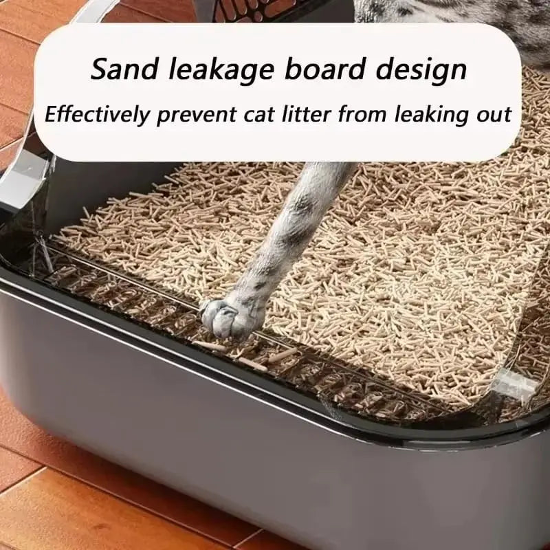 Semi-Enclosed Cat Litter Box – Splashproof Kitten Toilet Tray