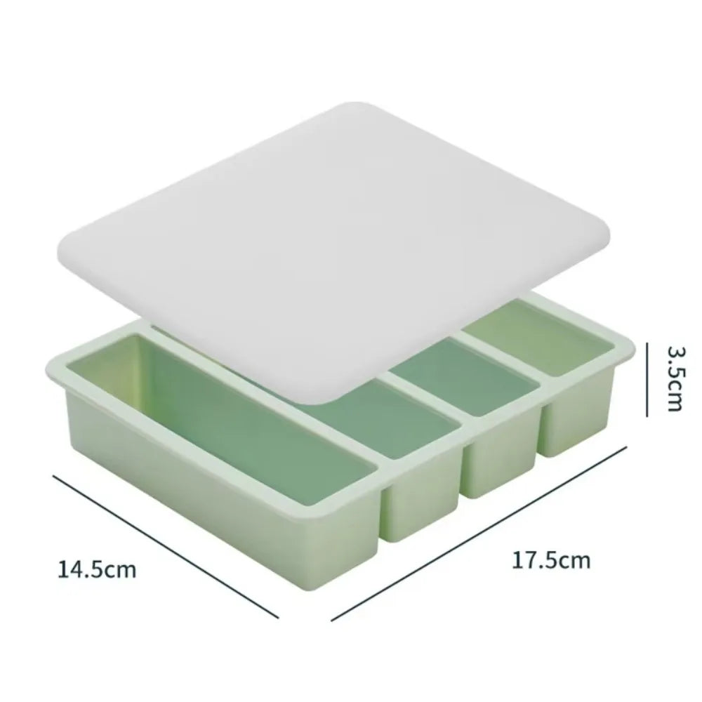 Silicone Freezer Tray 4-Grid Extra Large Sauce & Food Storage Mold