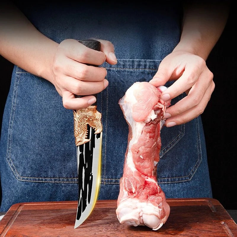 Stainless Steel Boning Knife with Dragon Handle & Sheath