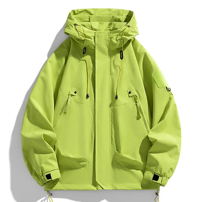 Men's Cargo Windbreaker Jacket – Waterproof Hooded Bomber Coat