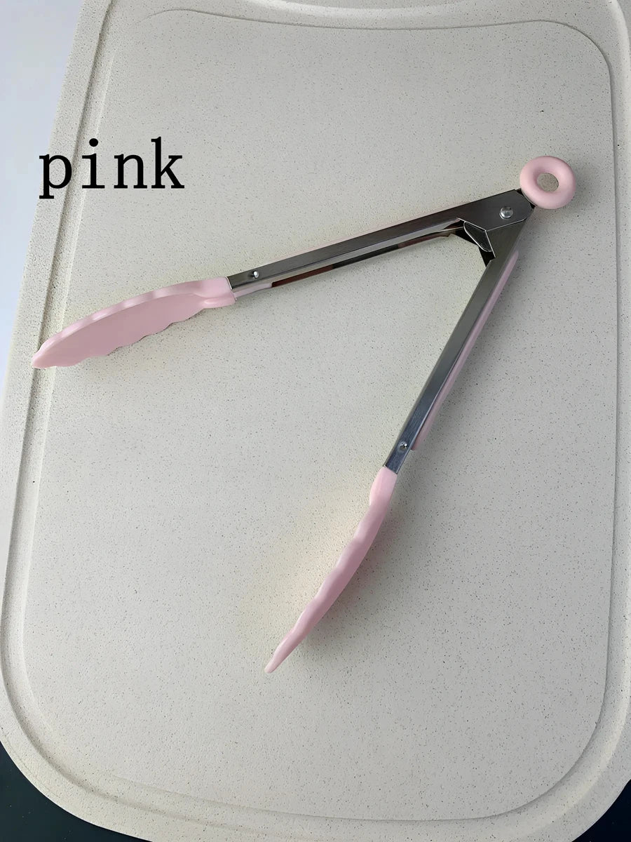 Stainless Steel Kitchen Tongs with Non-Slip Silicone Tips – Heat-Resistant BBQ & Cooking Tongs