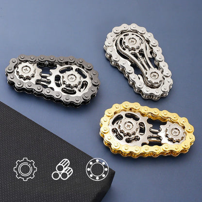 Metal Bike Chain Fidget Spinner – Gear Flywheel EDC Toy for Adults