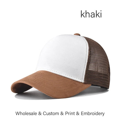 Custom Logo Suede Mesh Trucker Baseball Cap – Embroidery & Print