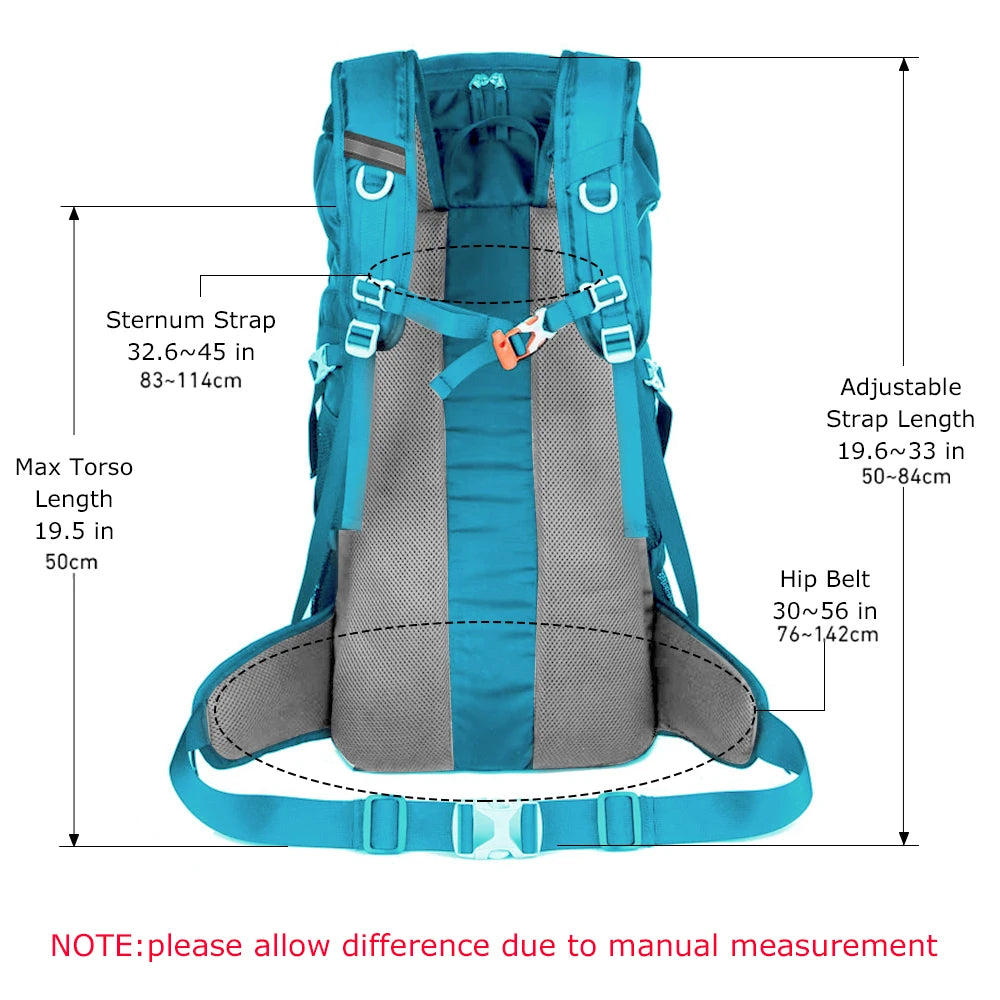 50L Hiking Backpack with Rain Cover – Mountaineering Outdoor Rucksack