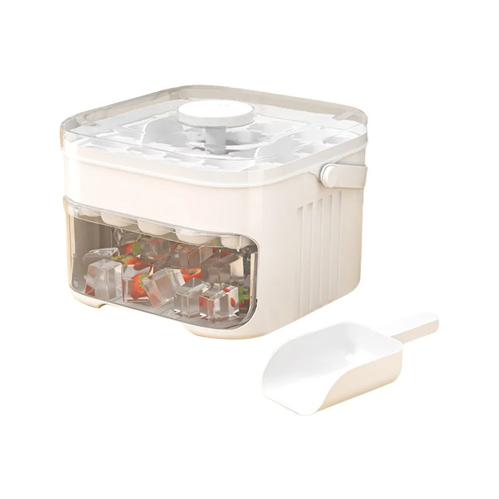 Ice Cube Tray with Storage Box – 50-Cube Double Layer Press