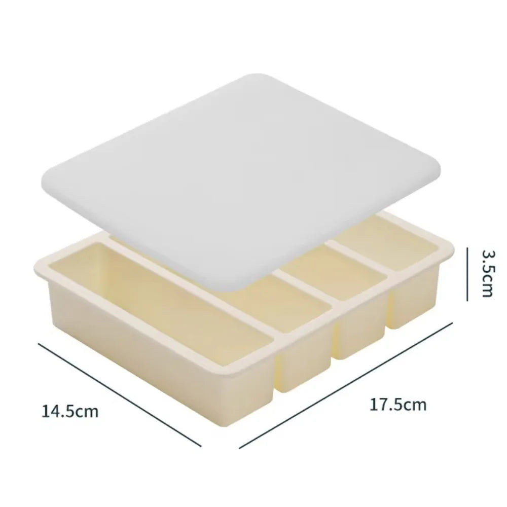 Silicone Freezer Tray 4-Grid Extra Large Sauce & Food Storage Mold