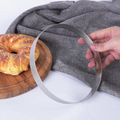 Stainless Steel Perforated Tart Ring Mold – Round Pastry & Mousse Cake Circle