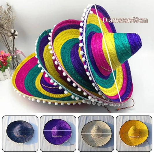 Colorful Sombrero Hat – Wide Brim Straw Party Hat
