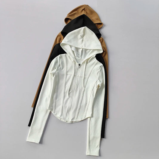 Women's Hooded Athletic Jacket Slim Fit Quick-Dry Running Sports Coat