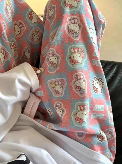 Hello Kitty Plush Sleep Pants – Soft Cotton Lounge Pajama for Women