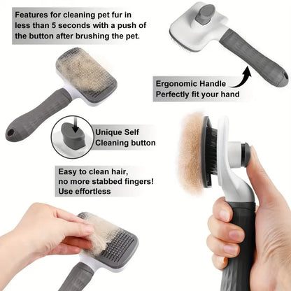 Universal Pet Detangling Brush Massages Out Knots Mats 19cm