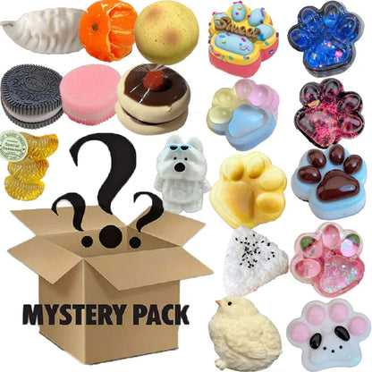 Mystery Squishy Fidget Toy – Kawaii Cat Paw & Food Surprise