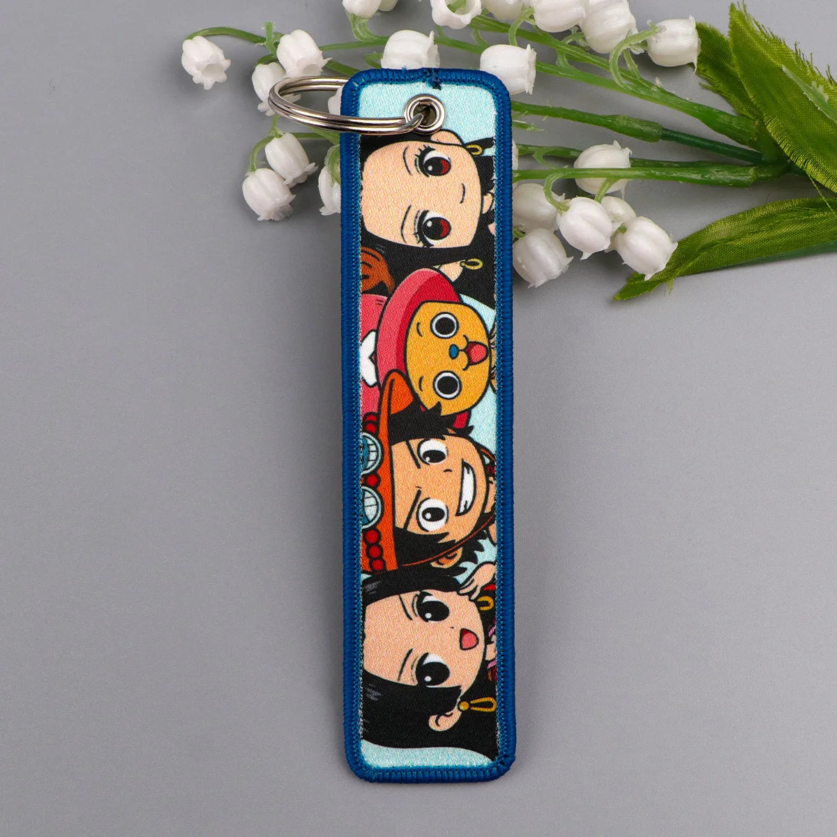 Anime Embroidery Keychain Tag – Cartoon Character Key Ring for Motorcycle, Car & Backpack