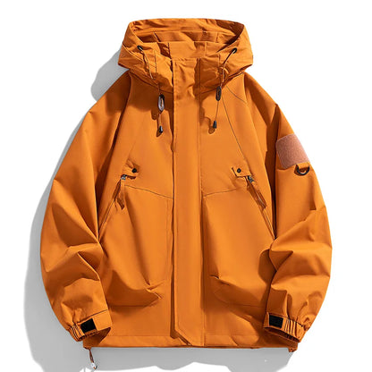 Men's Cargo Windbreaker Jacket – Waterproof Hooded Bomber Coat