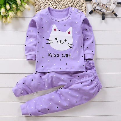 Baby Girl Cartoon Pajama Set – Cotton Sleepwear 2-Piece