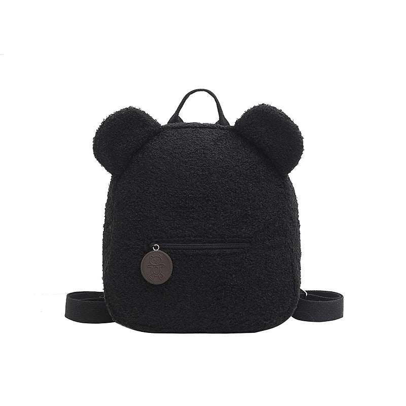 Cute Bear Ear Fleece Mini Backpack for Kids & Girls