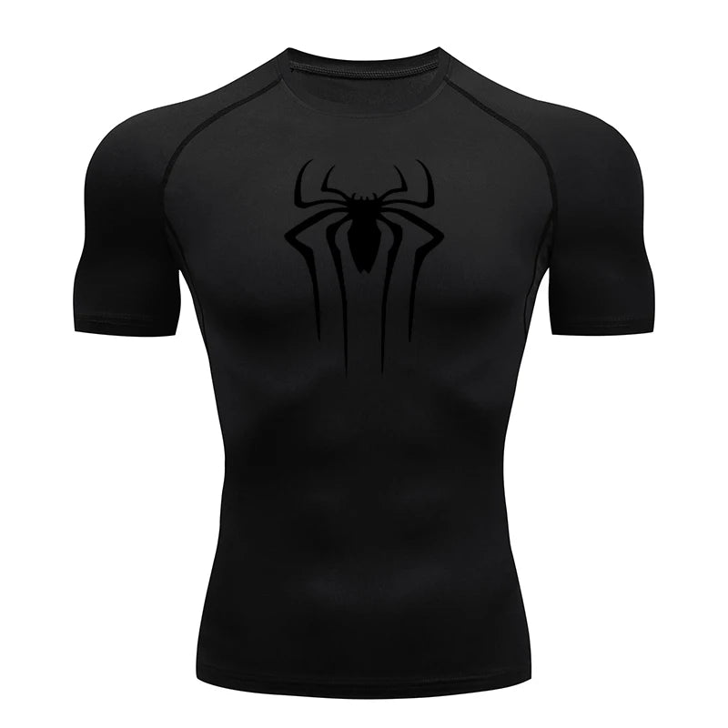 Men's Compression Short Sleeve Gym T-Shirt Spider Print