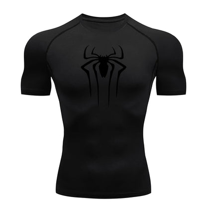 Men's Compression Short Sleeve Gym T-Shirt Spider Print