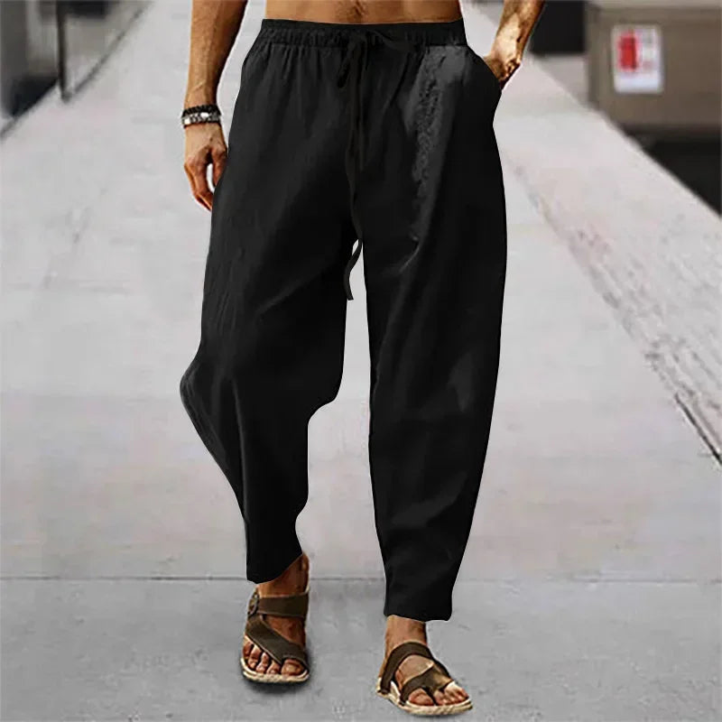Men's Cotton Linen Straight Leg Pants – Lightweight Casual