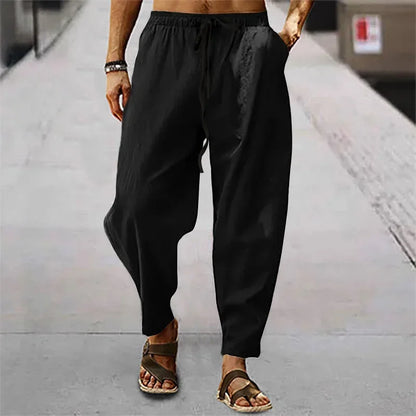 Men's Cotton Linen Straight Leg Pants – Lightweight Casual