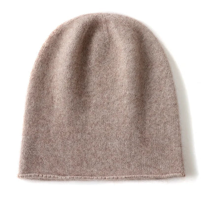 Cashmere Knit Beanie Hat – Unisex Solid Color Winter Warm Cap