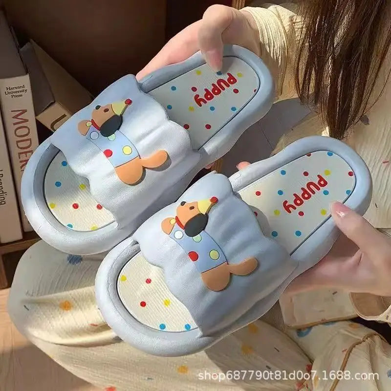 Cartoon Dog Slippers for Women – Soft Non-Slip Indoor Outdoor House Shoes