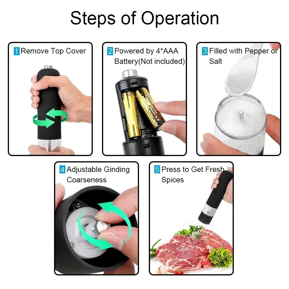 Electric Salt & Pepper Grinder with LED Light