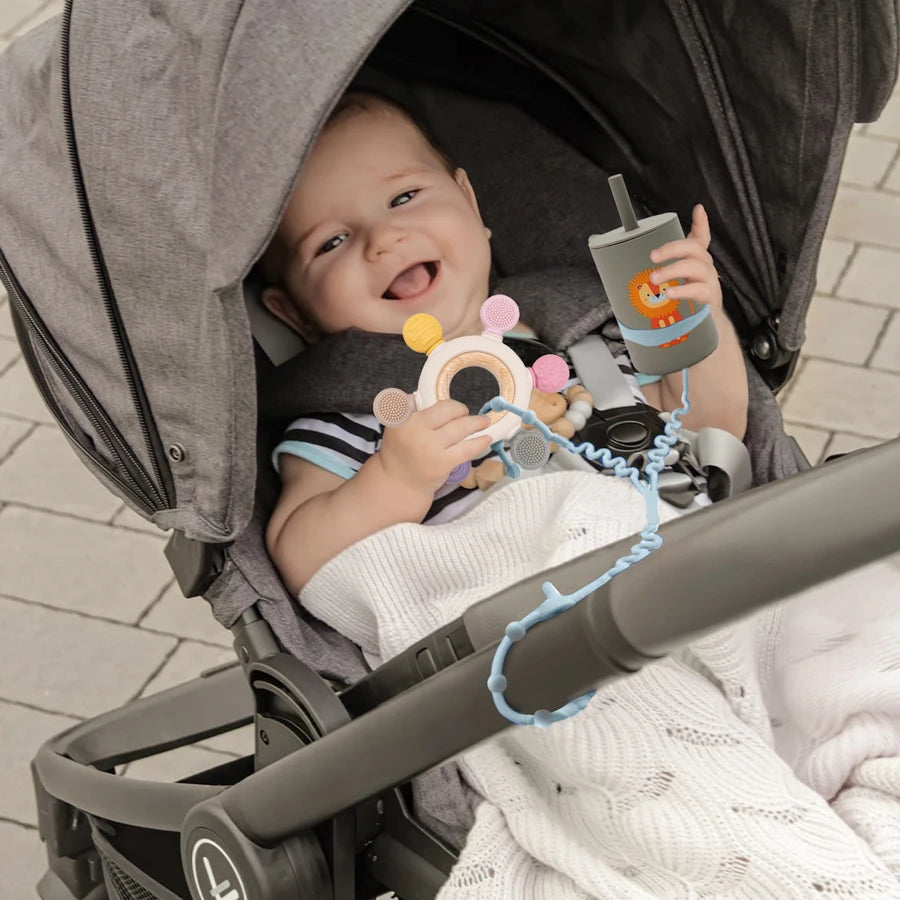 Baby Pacifier Clip Chain Silicone Teether with 2 Adjustable Clips