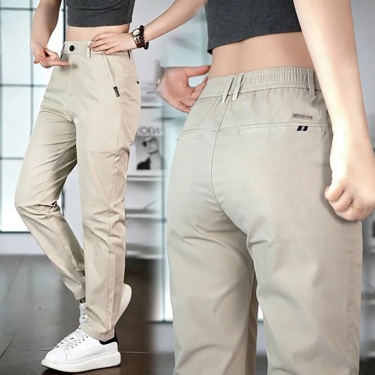Men's Ice Silk Straight-Leg Dress Pants – Slim Fit Business Trousers
