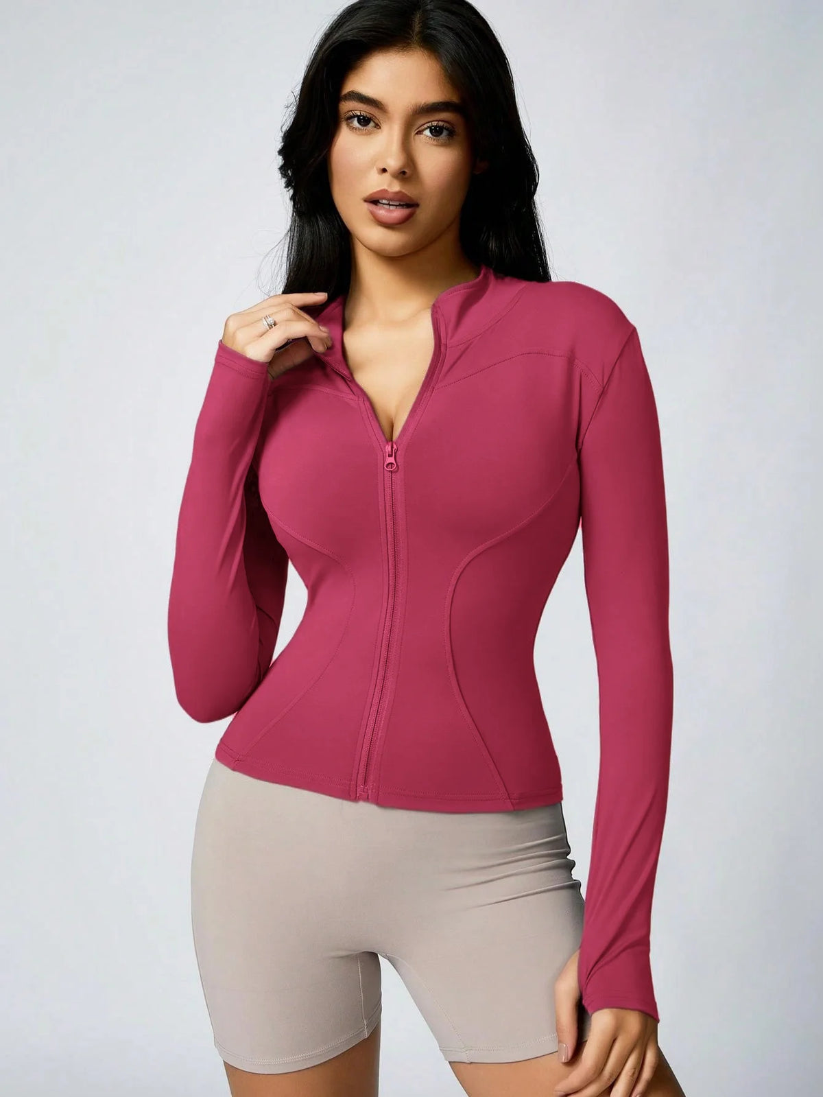 Women's Zip-Up Turtleneck Sports Jacket – Slim Fit