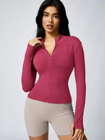 Women's Zip-Up Turtleneck Sports Jacket – Slim Fit