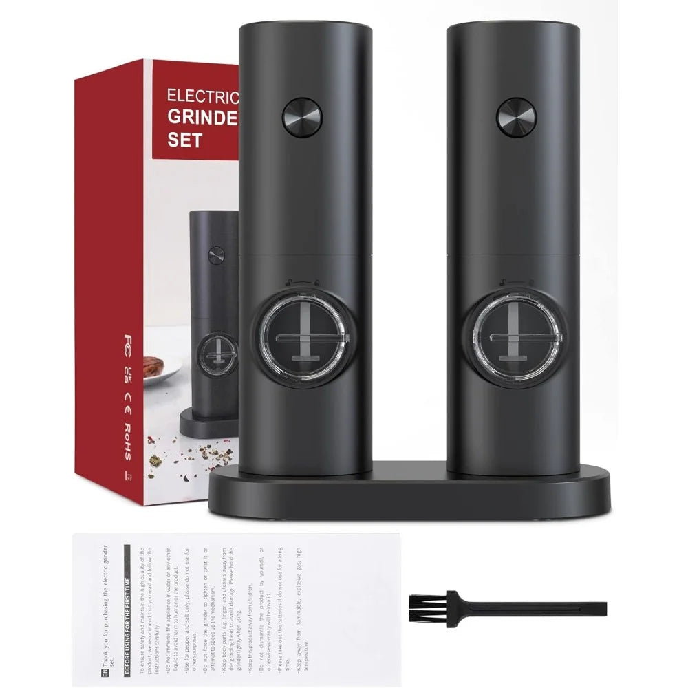 Electric Pepper & Salt Grinder Set – Battery Powered, Adjustable Coarseness