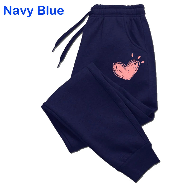 Women's Heart Print Cotton Jogger Sweatpants – Casual Lounge Pants