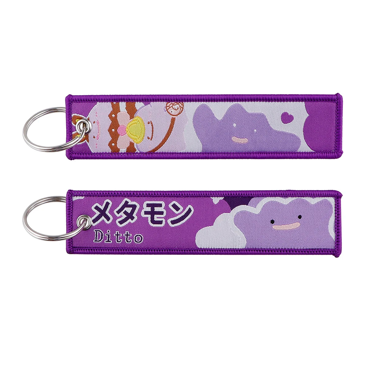Anime Embroidered Jet Tag Keychain – Cute Cartoon Key Ring
