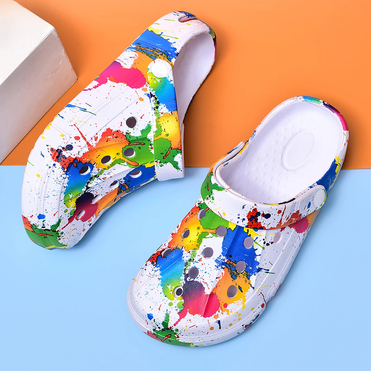 Colorful Print Clog Sandals – Breathable Unisex Garden Shoes