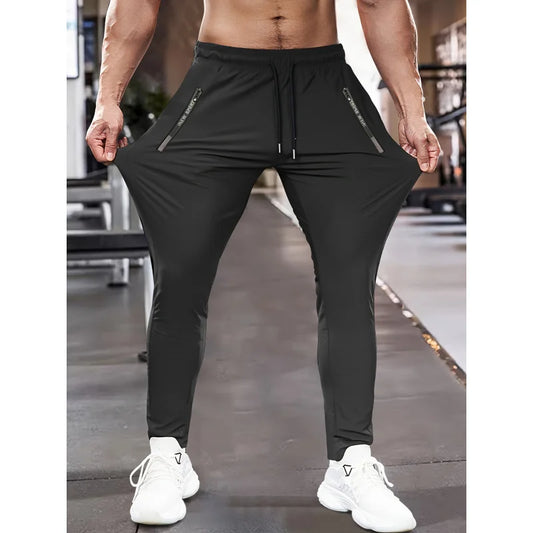 Men's Slim Fit Jogger Pants – Zip Pockets, Gym & Outdoor