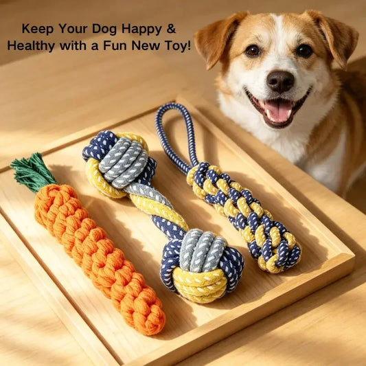 Cotton Rope Dog Chew Toy – Teeth Cleaning, Plant-Dyed