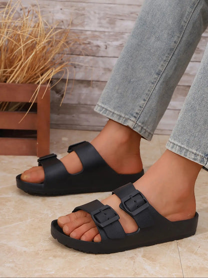 Double Strap EVA Slide Sandals – Men's Casual Buckle Mules Sizes 36-48