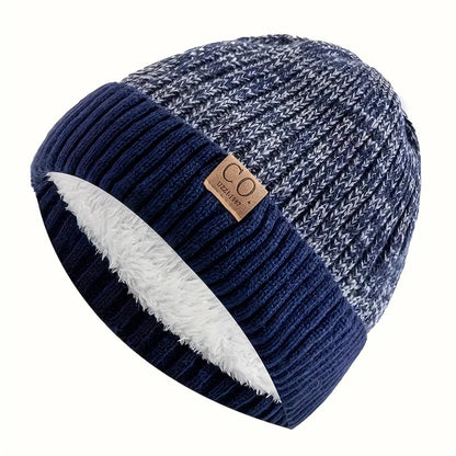 Fleece-Lined Knit Beanie Hat – Unisex Brimless Winter Cap