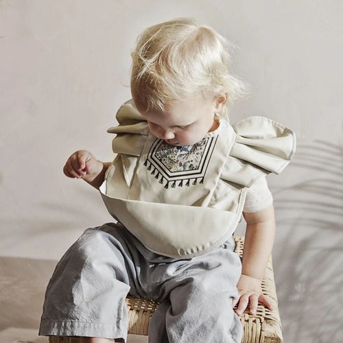 Waterproof Baby Bib with Pocket & Ruffle Sleeves