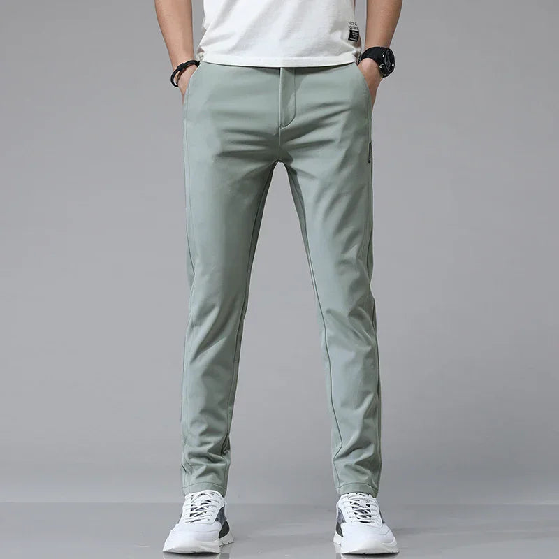 Men's Slim Stretch Casual Pants – Lightweight Summer Golf Trousers
