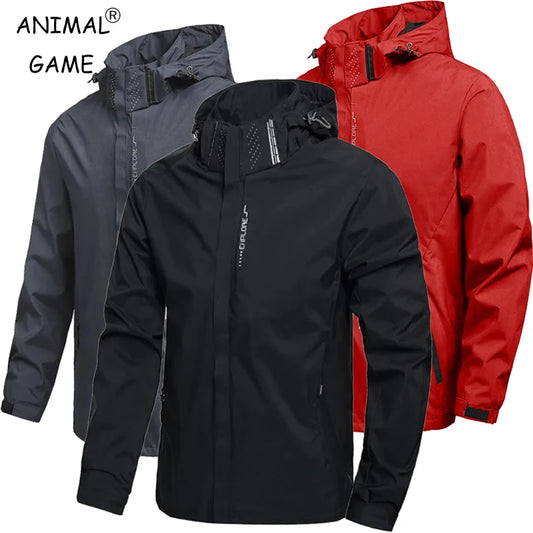 Men's Waterproof Hooded Outdoor Jacket – Lightweight Windproof Rain Coat