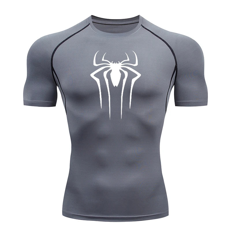 Men's Compression Short Sleeve Gym T-Shirt Spider Print