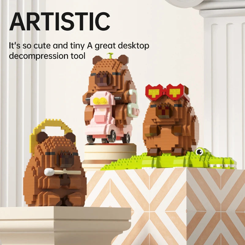 Capybara Mini Building Blocks Figure – Cute Desk Decor Collectible Toy