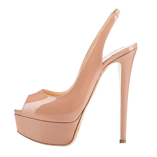 Women's Platform Stiletto Slingback Heels – Peep Toe