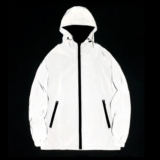 Reflective Hooded Jacket – Unisex Windproof Zip-Up Streetwear Coat